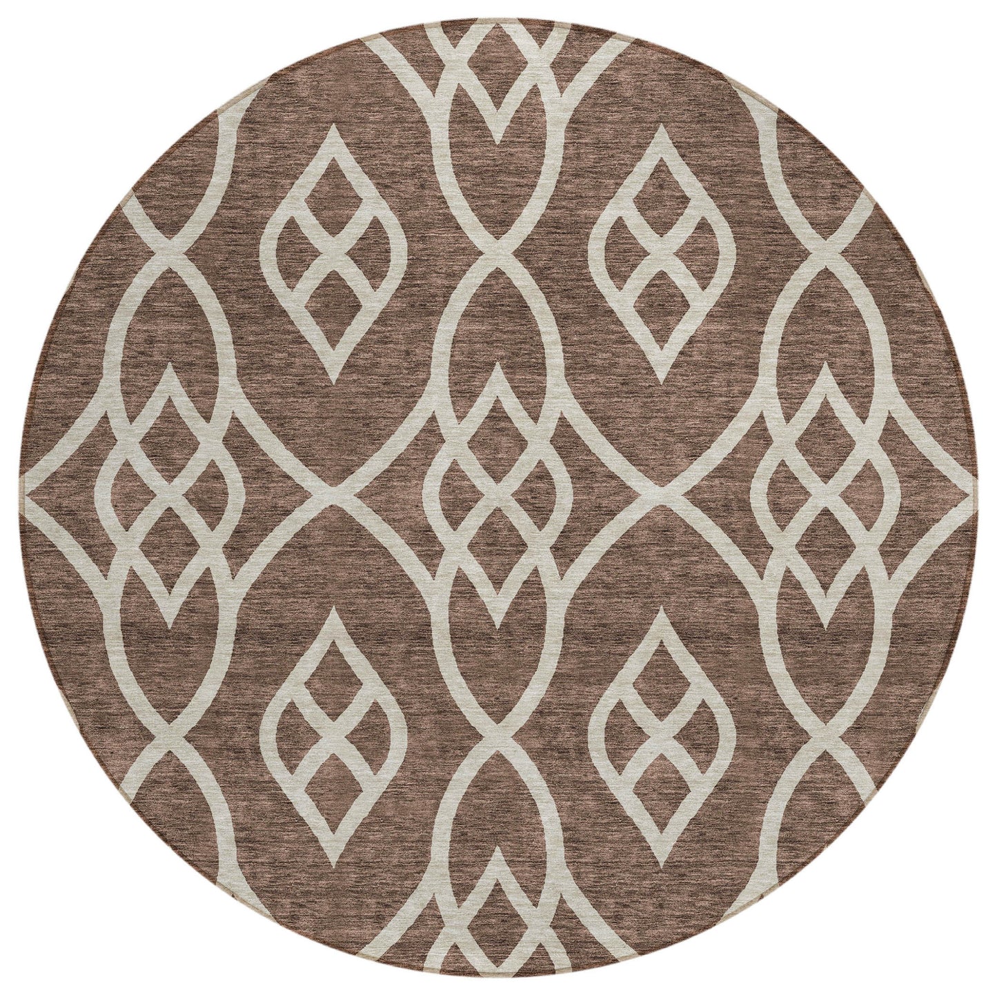 Tabselect Home Line 8' Chocolate And Ivory Round Trellis Washable Indoor Outdoor Area Rug