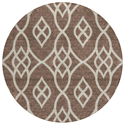 Tabselect Home Line 8' Chocolate And Ivory Round Trellis Washable Indoor Outdoor Area Rug