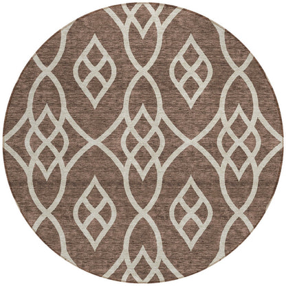 Tabselect Home Line 8' Chocolate And Ivory Round Trellis Washable Indoor Outdoor Area Rug