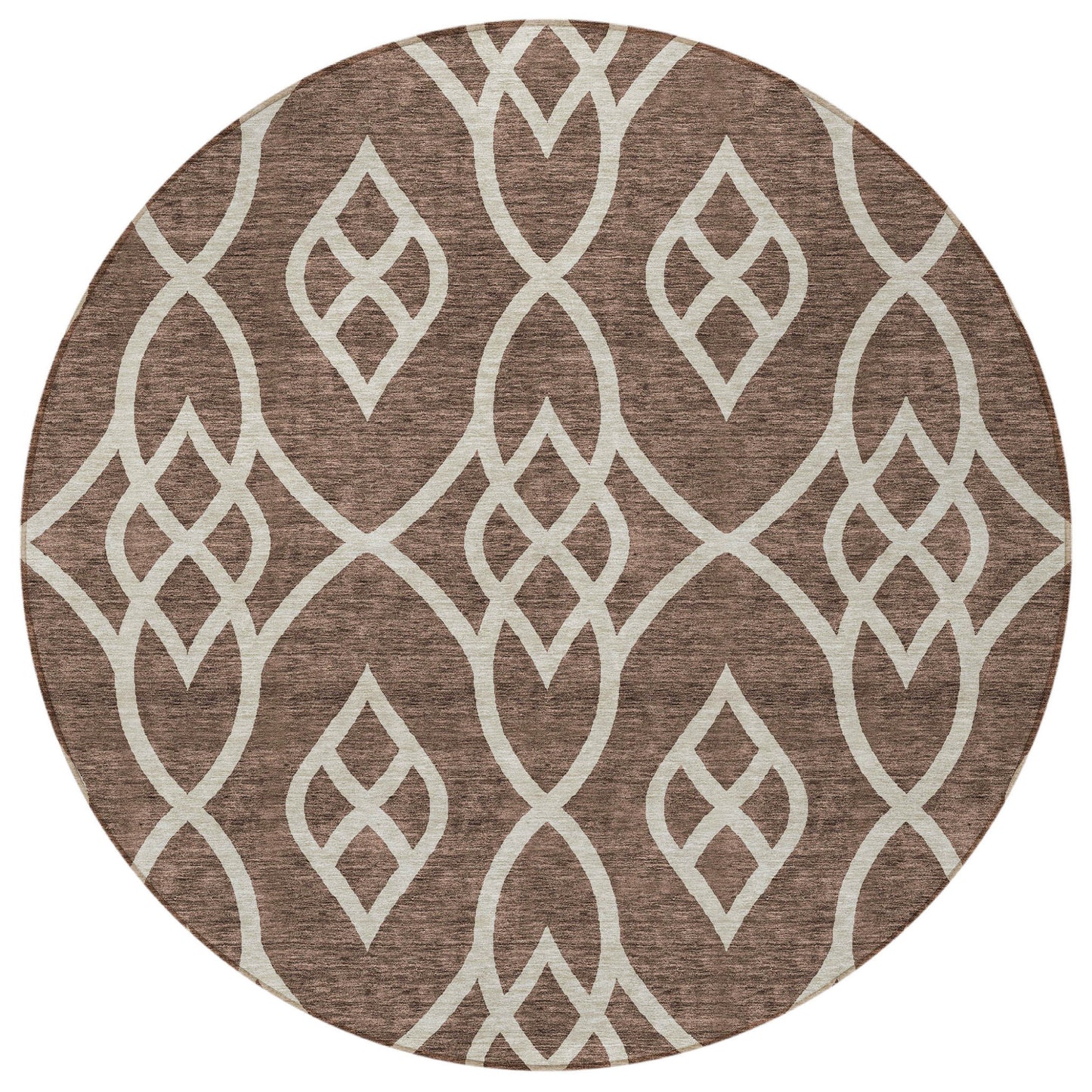Tabselect Home Line 8' Chocolate And Ivory Round Trellis Washable Indoor Outdoor Area Rug
