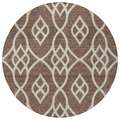 Tabselect Home Line 8' Chocolate And Ivory Round Trellis Washable Indoor Outdoor Area Rug