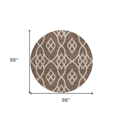 Tabselect Home Line 8' Chocolate And Ivory Round Trellis Washable Indoor Outdoor Area Rug