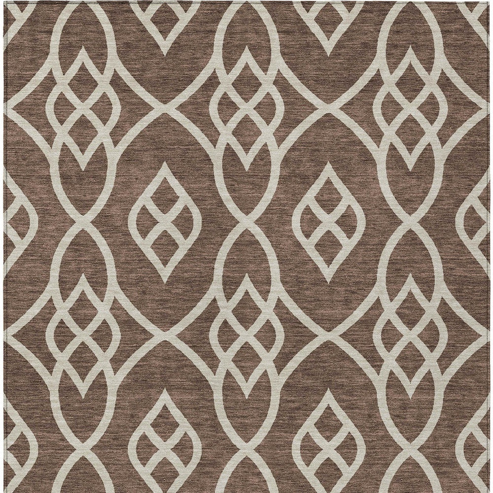 Tabselect Home Line 8' X 10' Chocolate And Ivory Trellis Washable Indoor Outdoor Area Rug