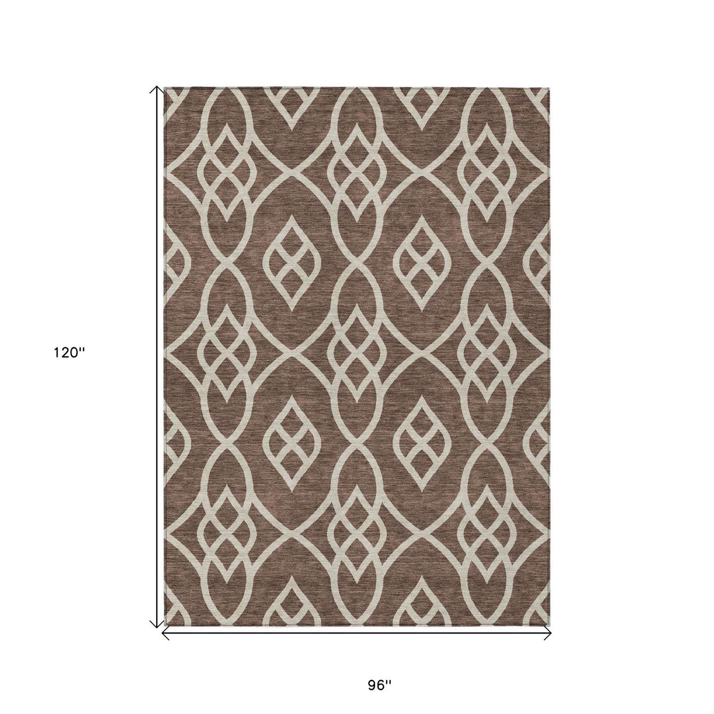 Tabselect Home Line 8' X 10' Chocolate And Ivory Trellis Washable Indoor Outdoor Area Rug