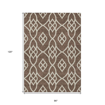 Tabselect Home Line 8' X 10' Chocolate And Ivory Trellis Washable Indoor Outdoor Area Rug