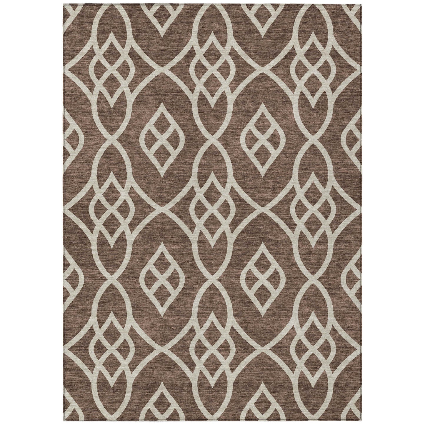 Tabselect Home Line 8' X 10' Chocolate And Ivory Trellis Washable Indoor Outdoor Area Rug