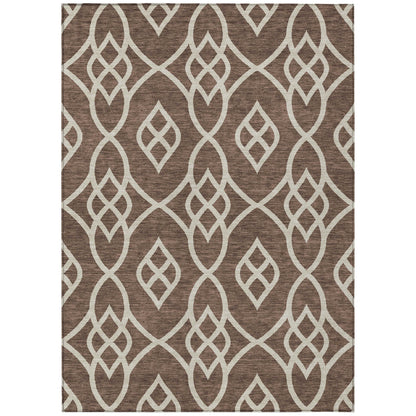 Tabselect Home Line 8' X 10' Chocolate And Ivory Trellis Washable Indoor Outdoor Area Rug