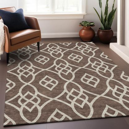 Tabselect Home Line 8' X 10' Chocolate And Ivory Trellis Washable Indoor Outdoor Area Rug