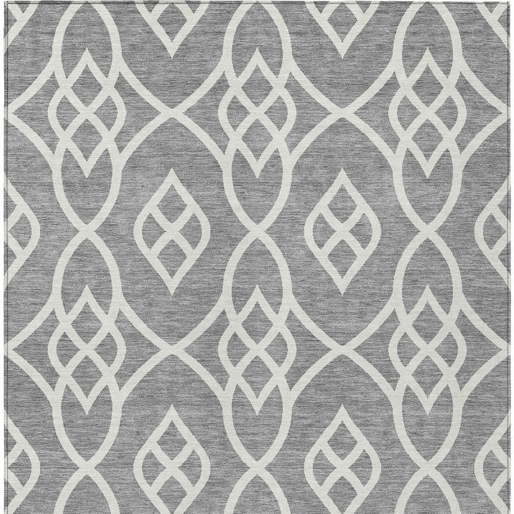Tabselect Home Line 5' X 8' Gray And Ivory Trellis Washable Indoor Outdoor Area Rug