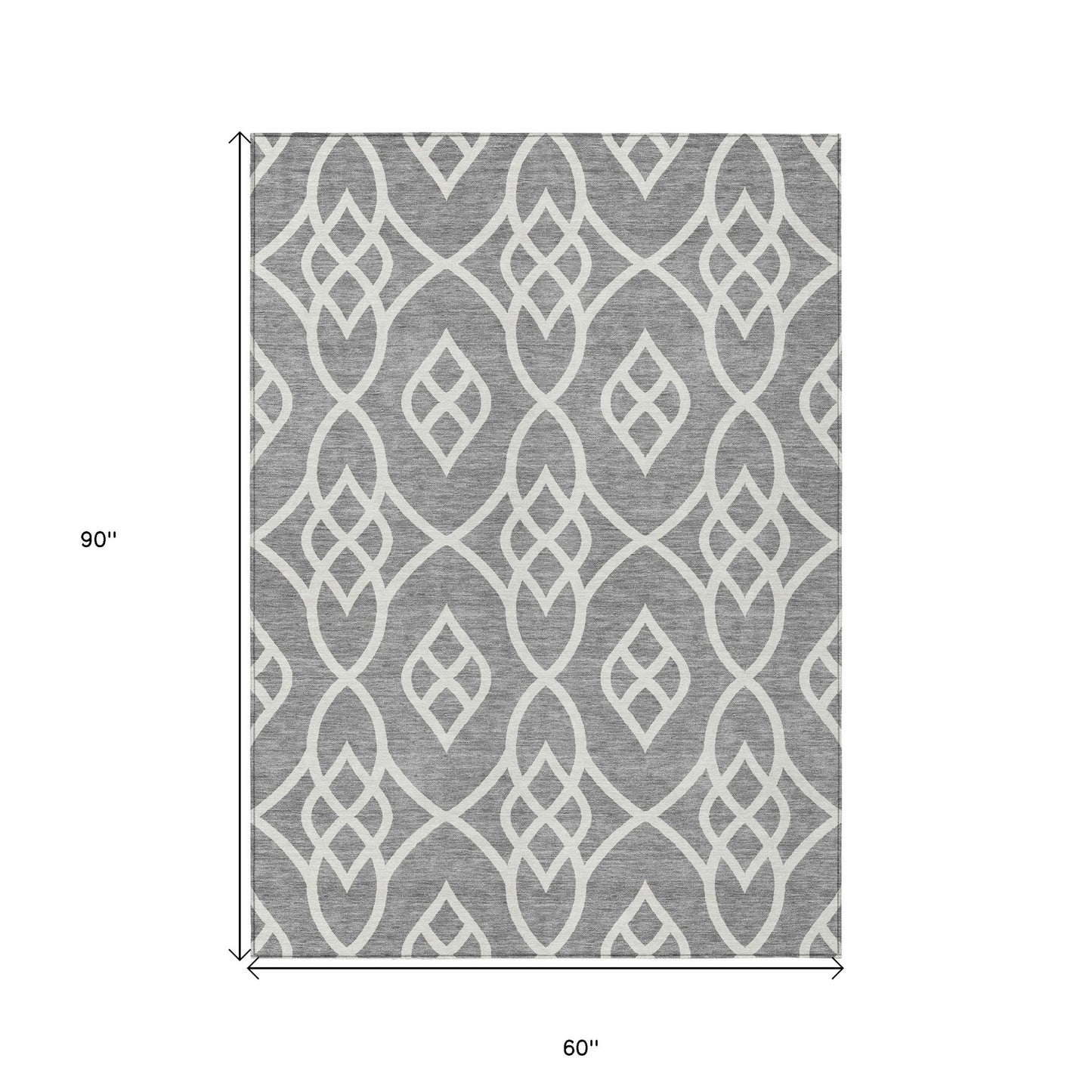 Tabselect Home Line 5' X 8' Gray And Ivory Trellis Washable Indoor Outdoor Area Rug
