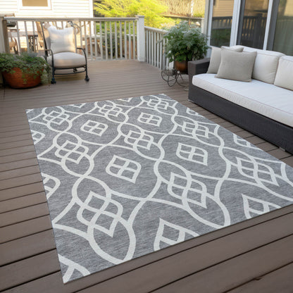 Tabselect Home Line 5' X 8' Gray And Ivory Trellis Washable Indoor Outdoor Area Rug