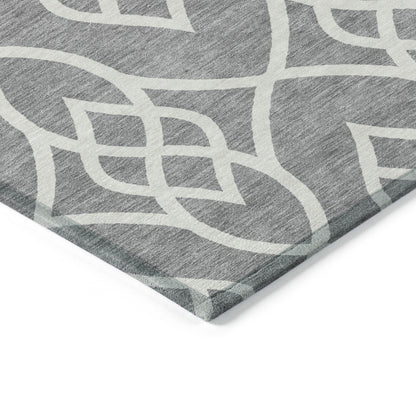 Tabselect Home Line 5' X 8' Gray And Ivory Trellis Washable Indoor Outdoor Area Rug