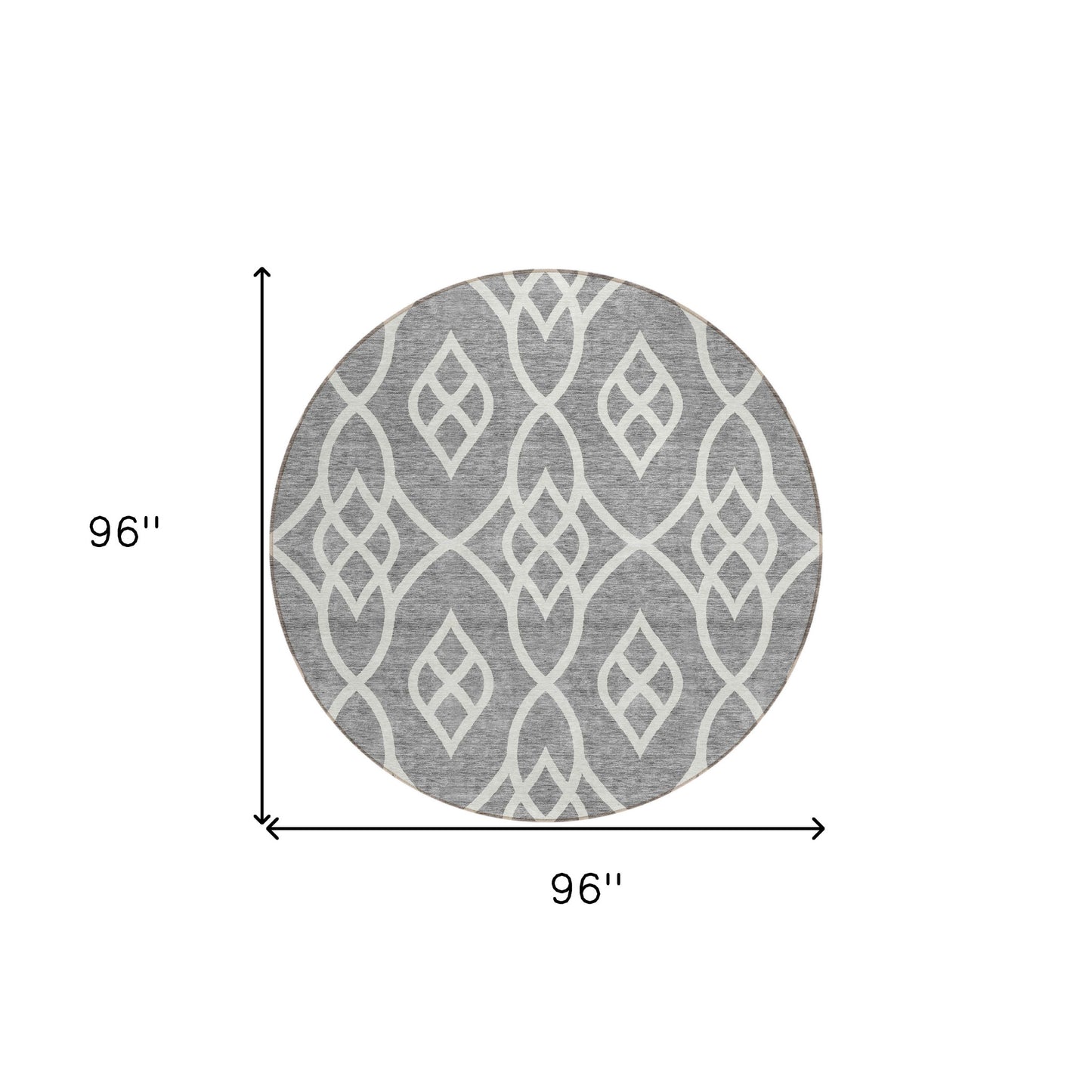 Tabselect Home Line 8' Gray And Ivory Round Trellis Washable Indoor Outdoor Area Rug