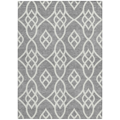 Tabselect Home Line 8' X 10' Gray And Ivory Trellis Washable Indoor Outdoor Area Rug