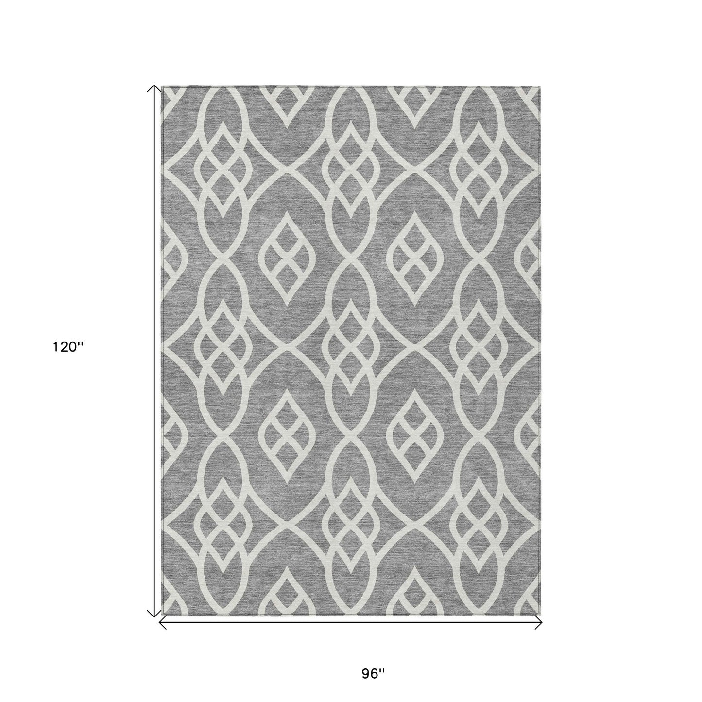 Tabselect Home Line 8' X 10' Gray And Ivory Trellis Washable Indoor Outdoor Area Rug