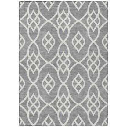 Tabselect Home Line 8' X 10' Gray And Ivory Trellis Washable Indoor Outdoor Area Rug