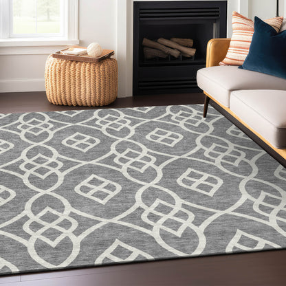 Tabselect Home Line 8' X 10' Gray And Ivory Trellis Washable Indoor Outdoor Area Rug