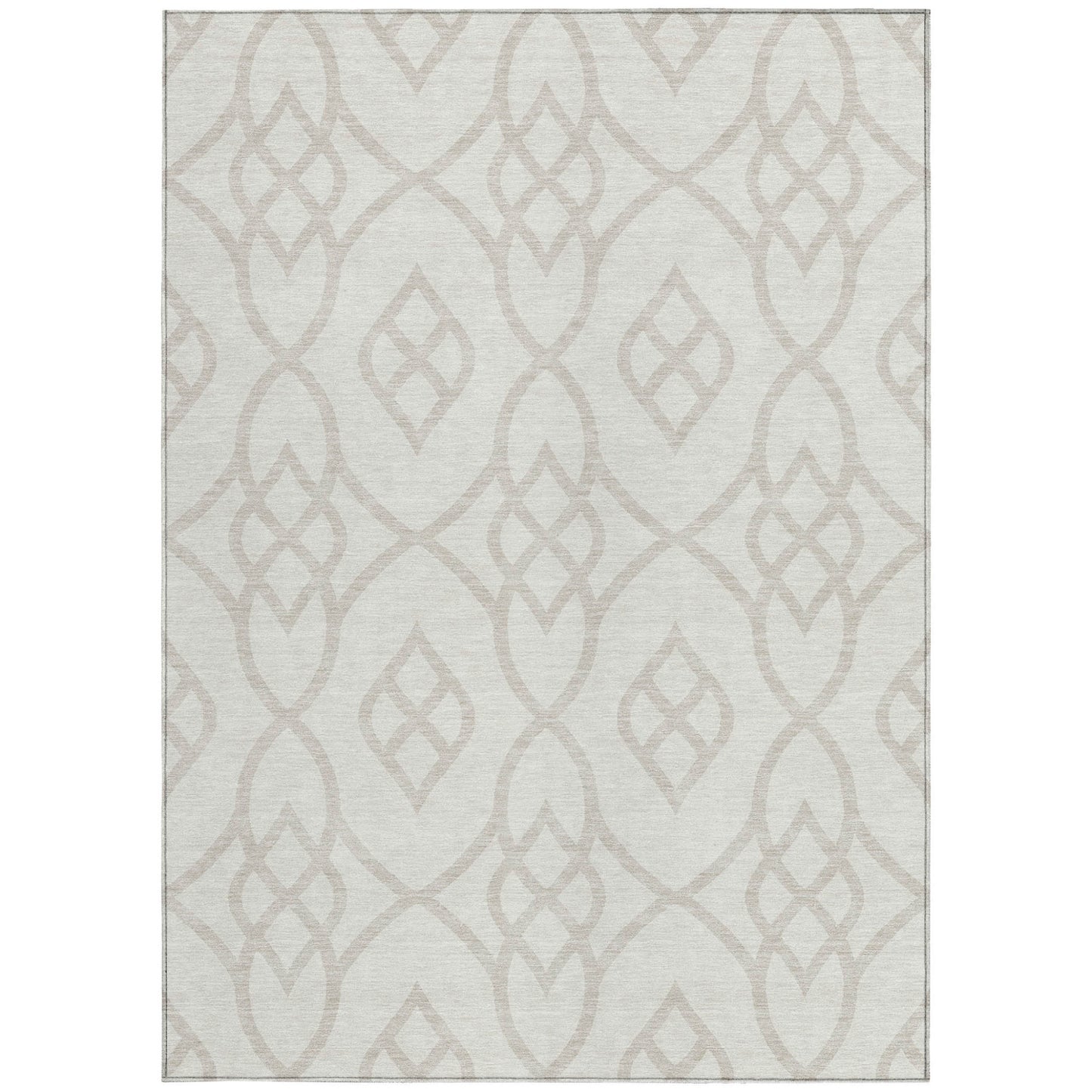 Tabselect Home Line 5' X 8' Ivory And Gray Trellis Washable Indoor Outdoor Area Rug