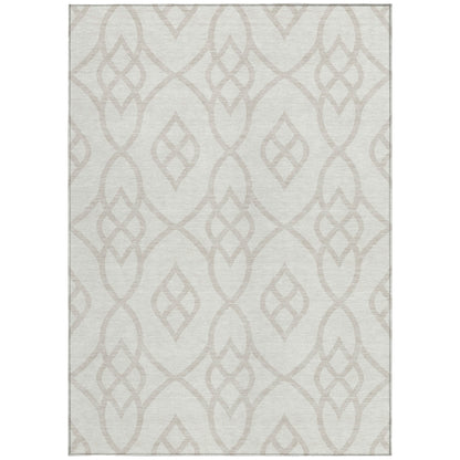 Tabselect Home Line 5' X 8' Ivory And Gray Trellis Washable Indoor Outdoor Area Rug