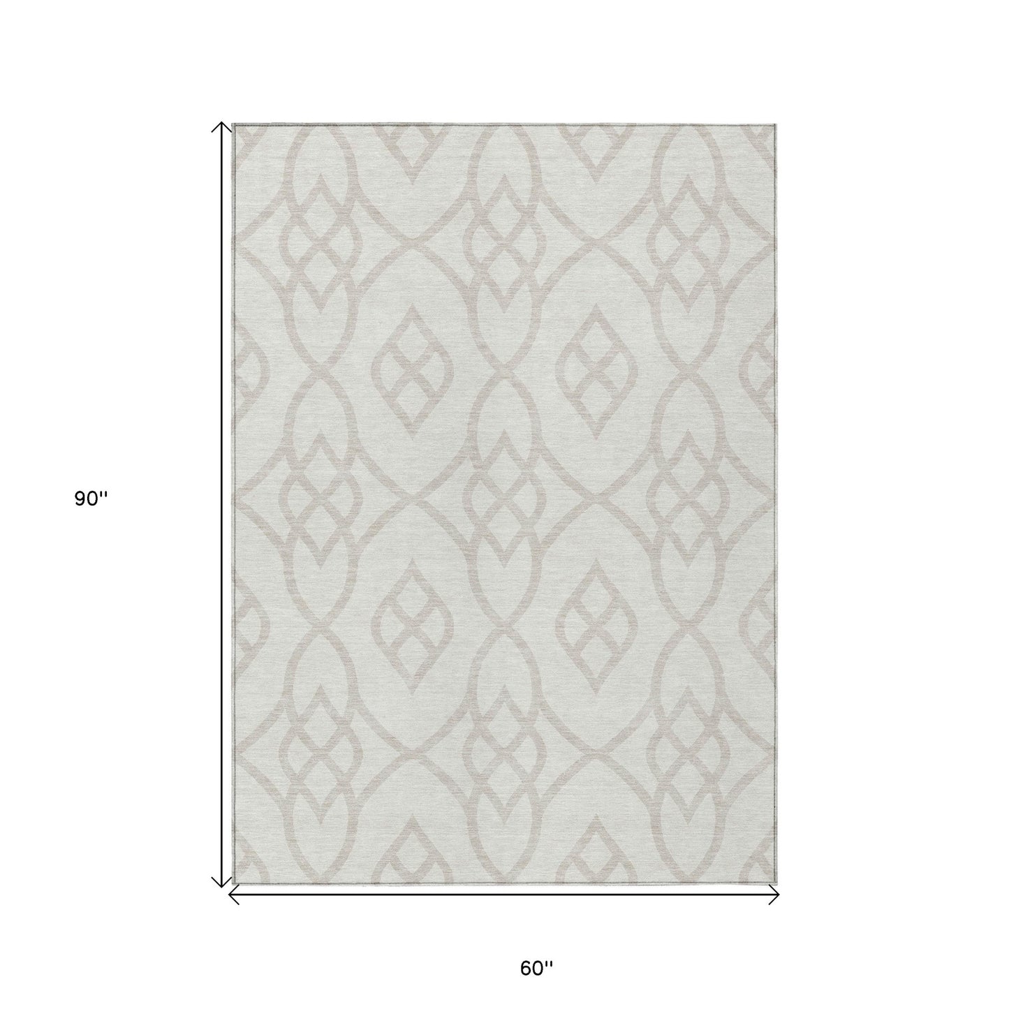 Tabselect Home Line 5' X 8' Ivory And Gray Trellis Washable Indoor Outdoor Area Rug