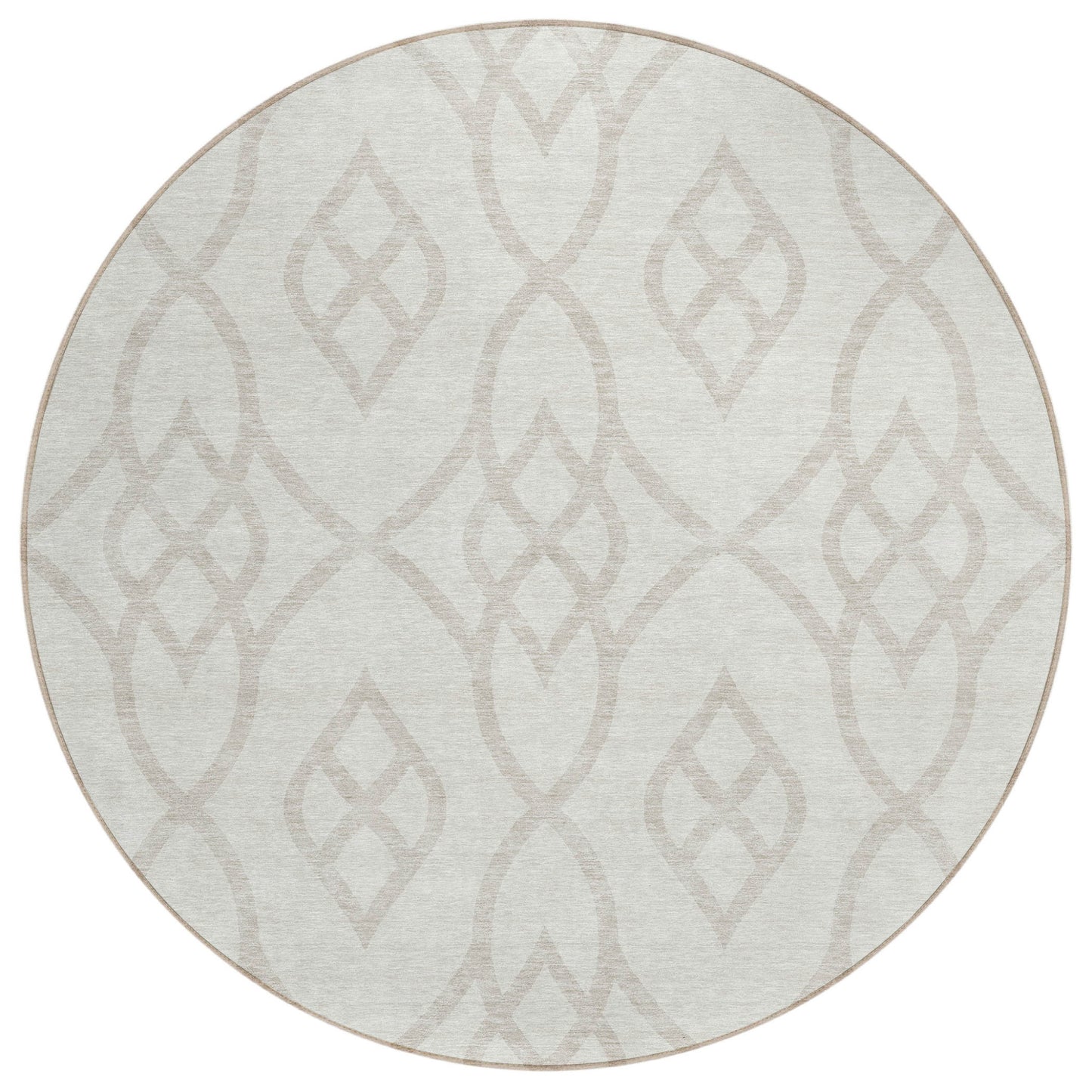 Tabselect Home Line 8' Ivory And Gray Round Trellis Washable Indoor Outdoor Area Rug