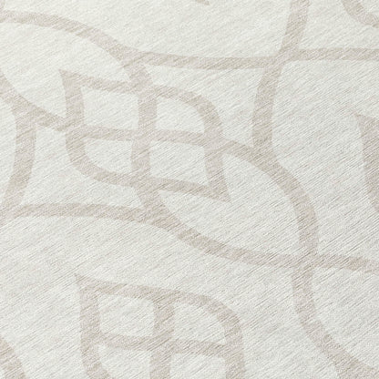 Tabselect Home Line 8' Ivory And Gray Round Trellis Washable Indoor Outdoor Area Rug