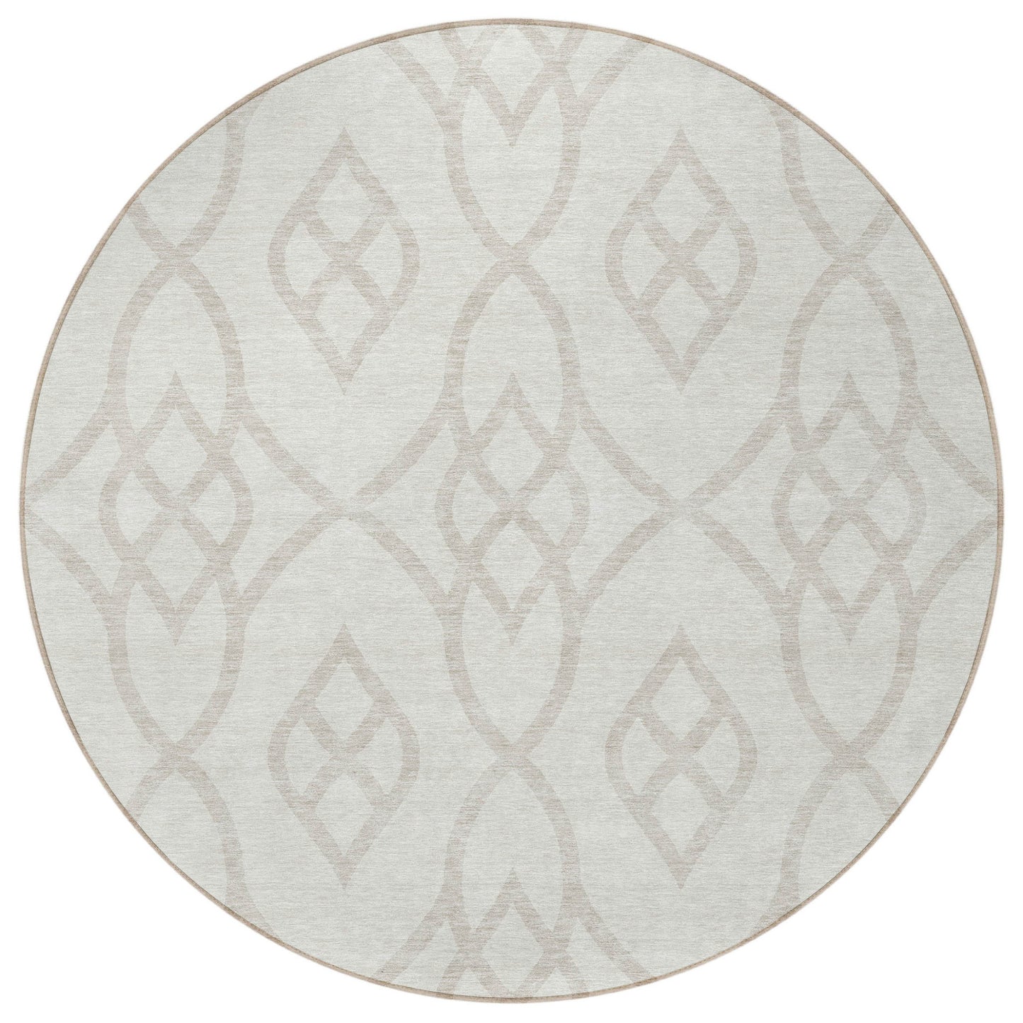Tabselect Home Line 8' Ivory And Gray Round Trellis Washable Indoor Outdoor Area Rug