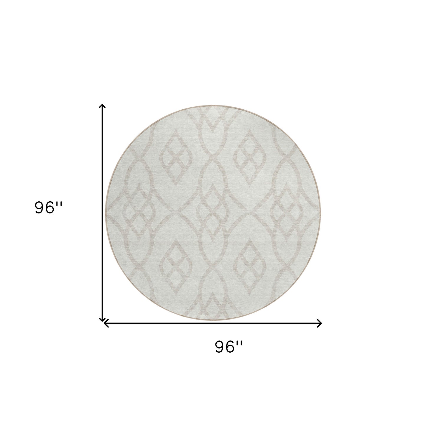 Tabselect Home Line 8' Ivory And Gray Round Trellis Washable Indoor Outdoor Area Rug