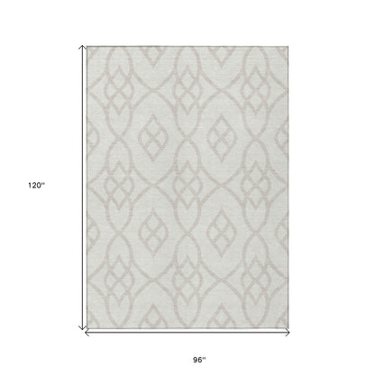 Tabselect Home Line 8' X 10' Ivory And Gray Trellis Washable Indoor Outdoor Area Rug