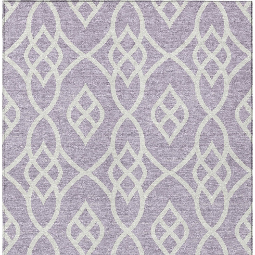 Tabselect Home Line 5' X 8' Lavender And Ivory Trellis Washable Indoor Outdoor Area Rug