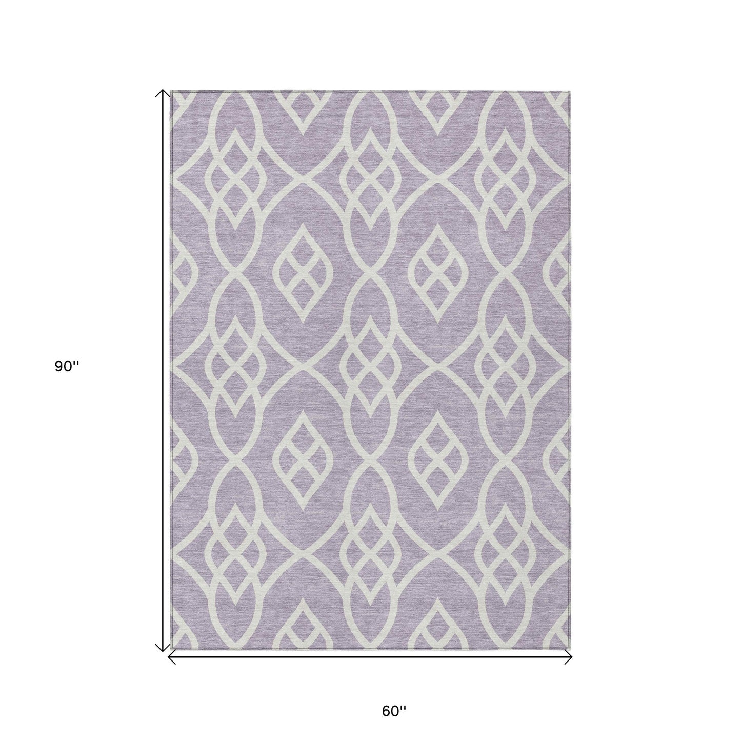 Tabselect Home Line 5' X 8' Lavender And Ivory Trellis Washable Indoor Outdoor Area Rug