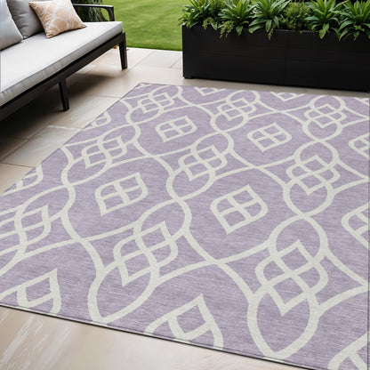 Tabselect Home Line 5' X 8' Lavender And Ivory Trellis Washable Indoor Outdoor Area Rug