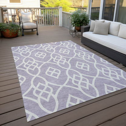 Tabselect Home Line 5' X 8' Lavender And Ivory Trellis Washable Indoor Outdoor Area Rug