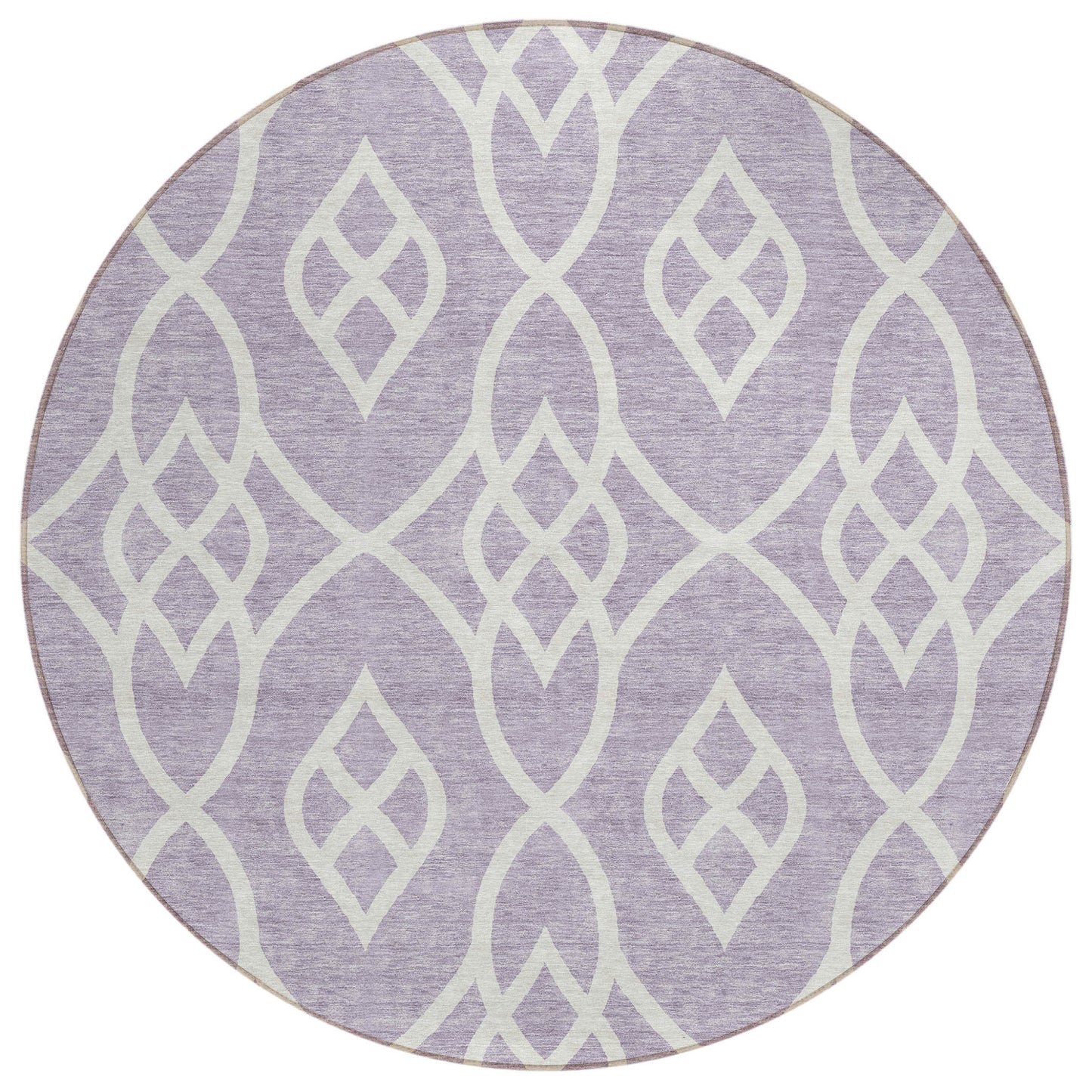Tabselect Home Line 8' Lavender And Ivory Round Trellis Washable Indoor Outdoor Area Rug
