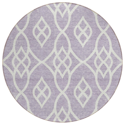 Tabselect Home Line 8' Lavender And Ivory Round Trellis Washable Indoor Outdoor Area Rug