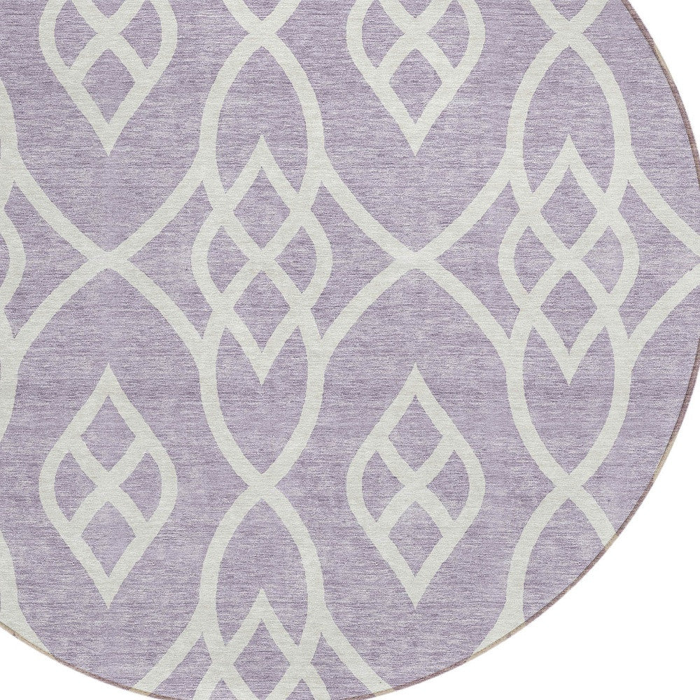 Tabselect Home Line 8' Lavender And Ivory Round Trellis Washable Indoor Outdoor Area Rug
