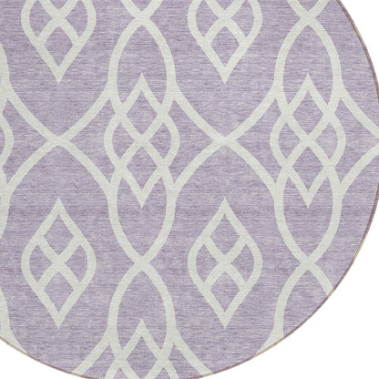 Tabselect Home Line 8' Lavender And Ivory Round Trellis Washable Indoor Outdoor Area Rug