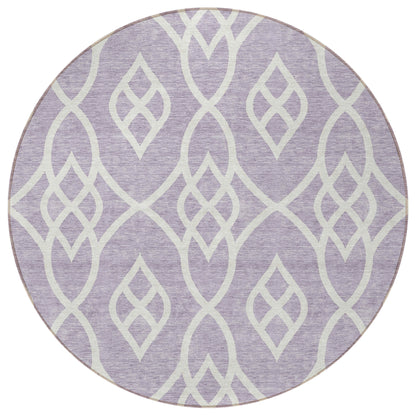 Tabselect Home Line 8' Lavender And Ivory Round Trellis Washable Indoor Outdoor Area Rug