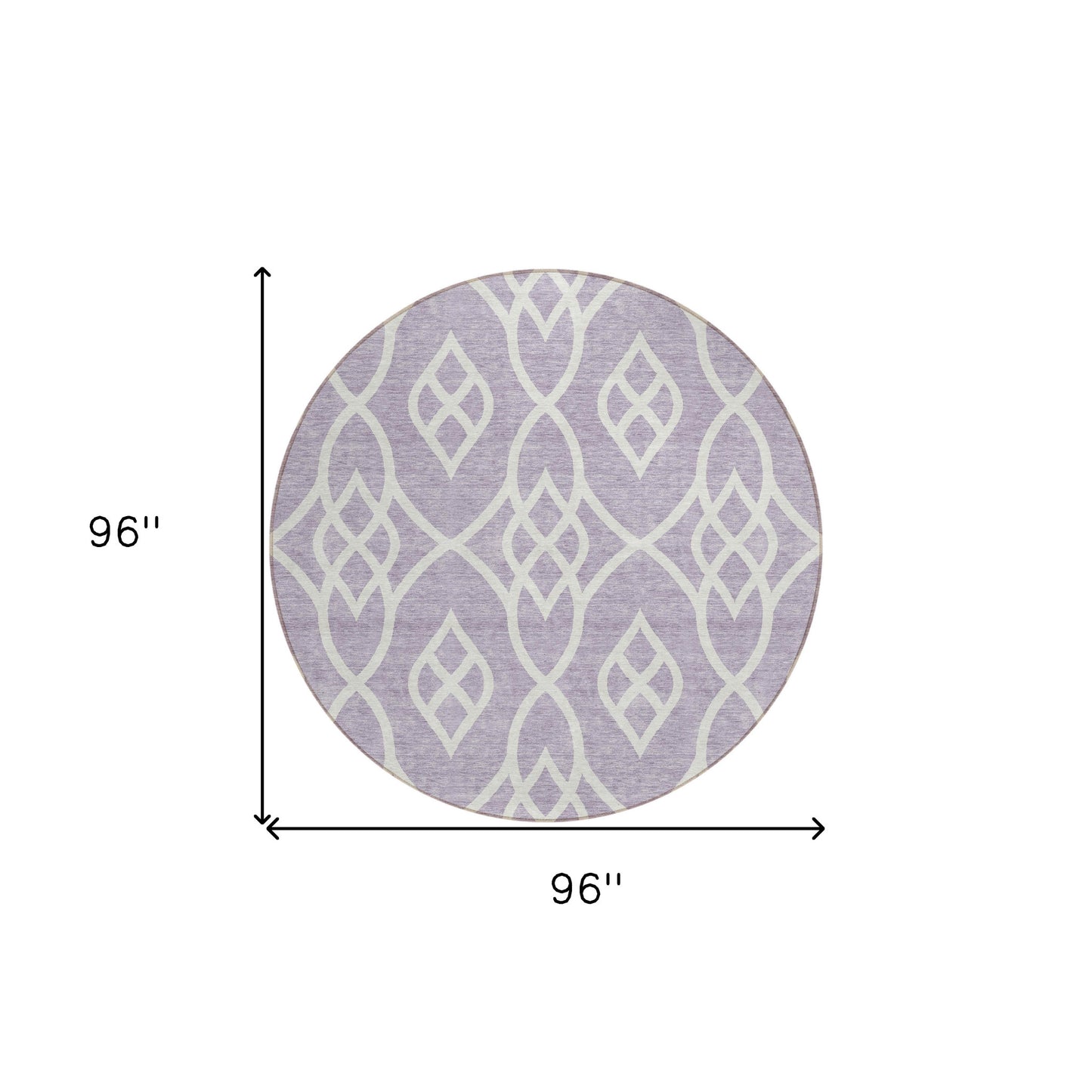 Tabselect Home Line 8' Lavender And Ivory Round Trellis Washable Indoor Outdoor Area Rug