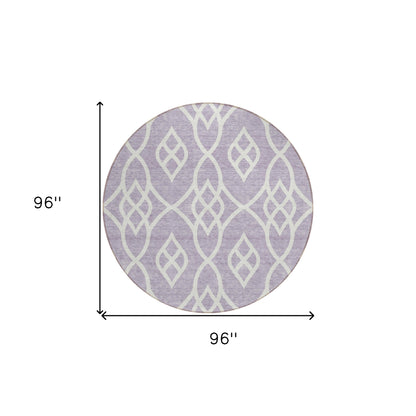 Tabselect Home Line 8' Lavender And Ivory Round Trellis Washable Indoor Outdoor Area Rug