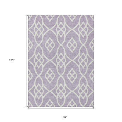 Tabselect Home Line 8' X 10' Lavender And Ivory Trellis Washable Indoor Outdoor Area Rug