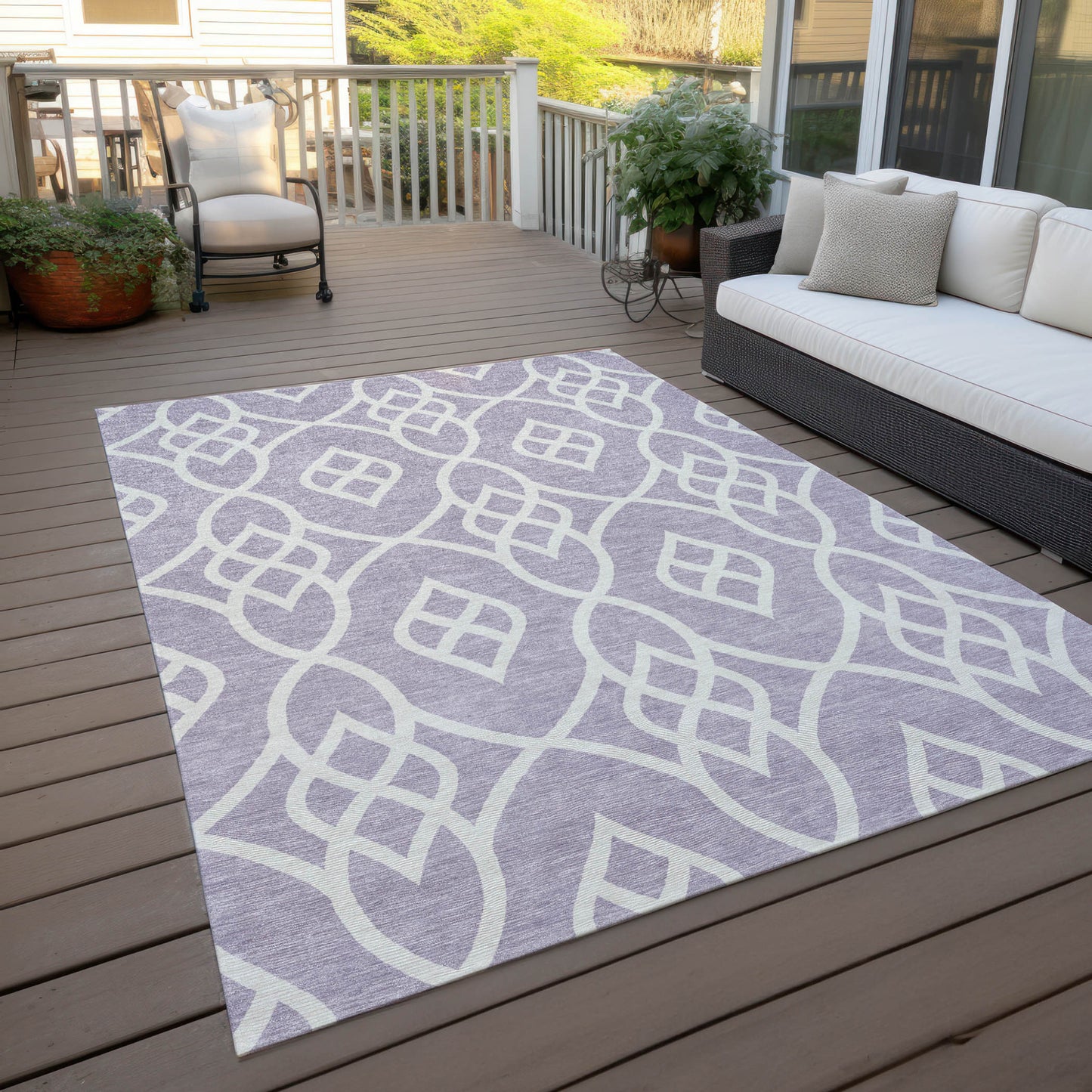 Tabselect Home Line 8' X 10' Lavender And Ivory Trellis Washable Indoor Outdoor Area Rug