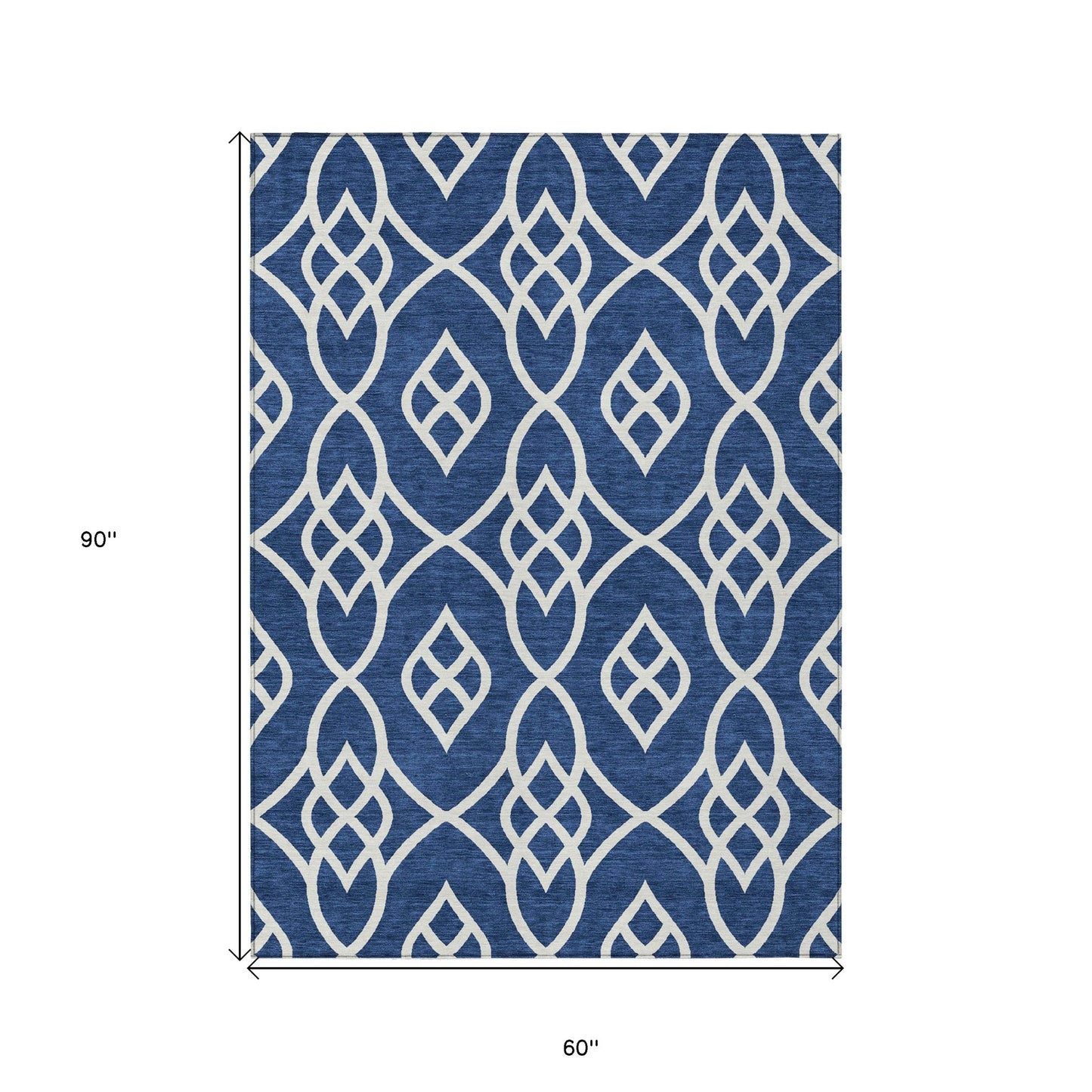 Tabselect Home Line 5' X 8' Navy Blue And Ivory Trellis Washable Indoor Outdoor Area Rug