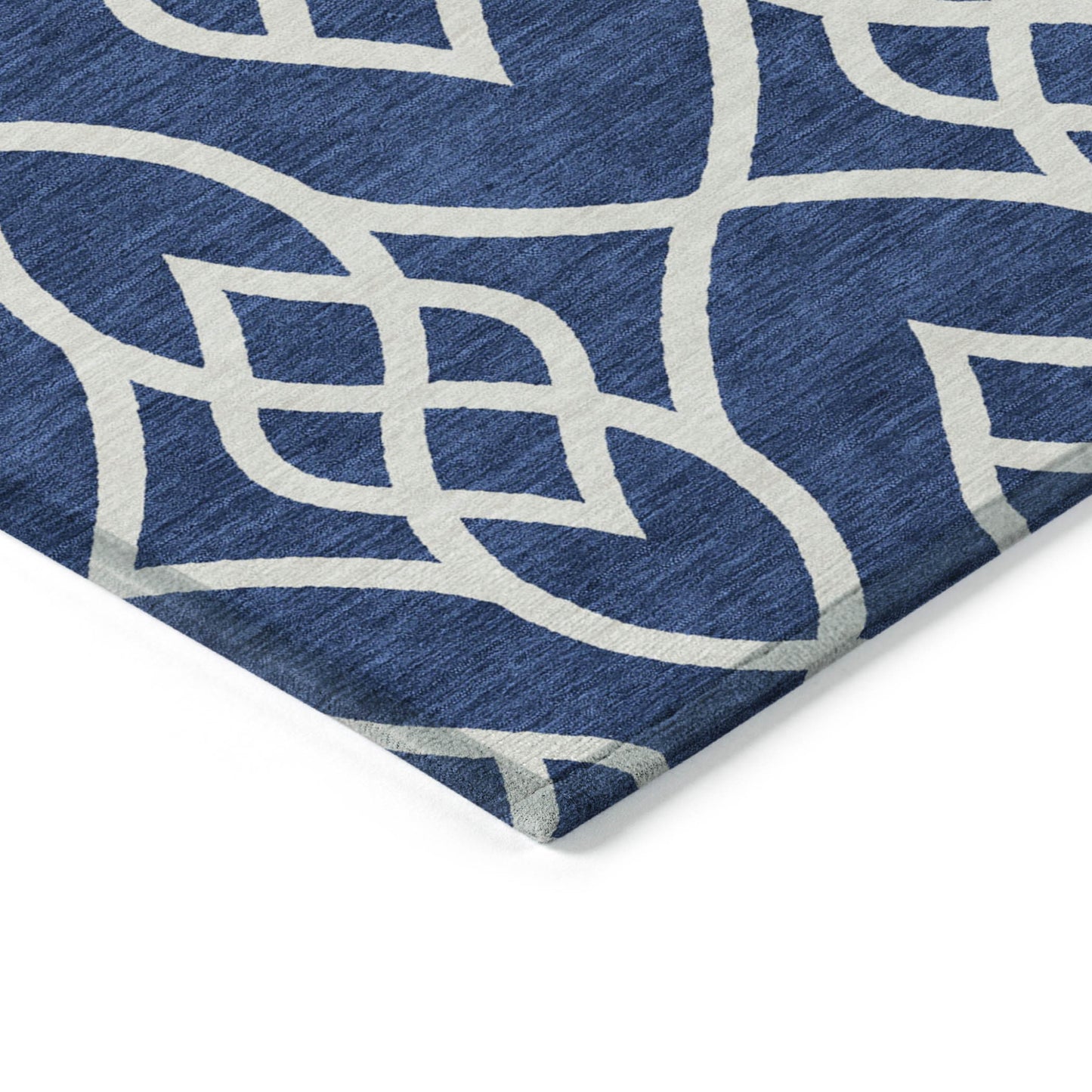 Tabselect Home Line 5' X 8' Navy Blue And Ivory Trellis Washable Indoor Outdoor Area Rug