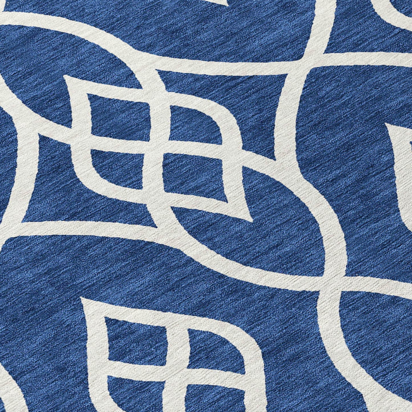 Tabselect Home Line 8' Navy Blue And Ivory Round Trellis Washable Indoor Outdoor Area Rug