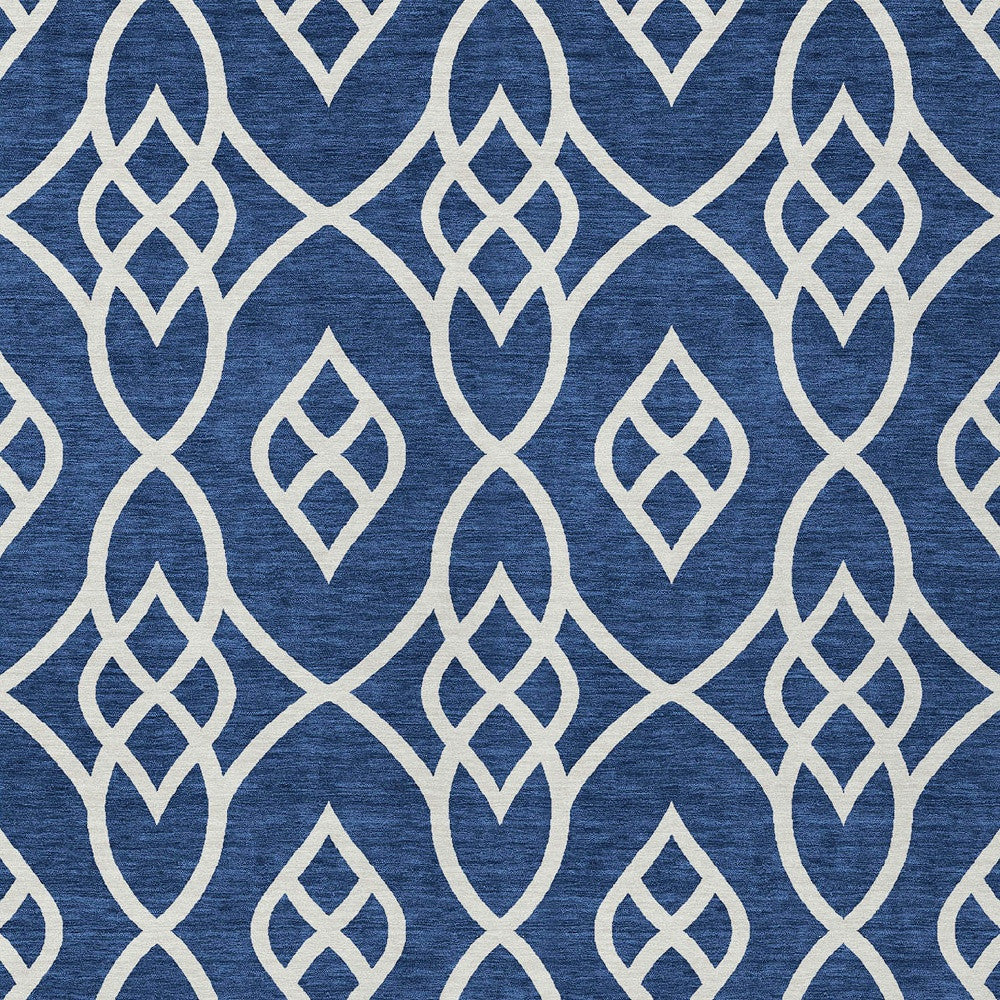 Tabselect Home Line 8' X 10' Navy Blue And Ivory Trellis Washable Indoor Outdoor Area Rug