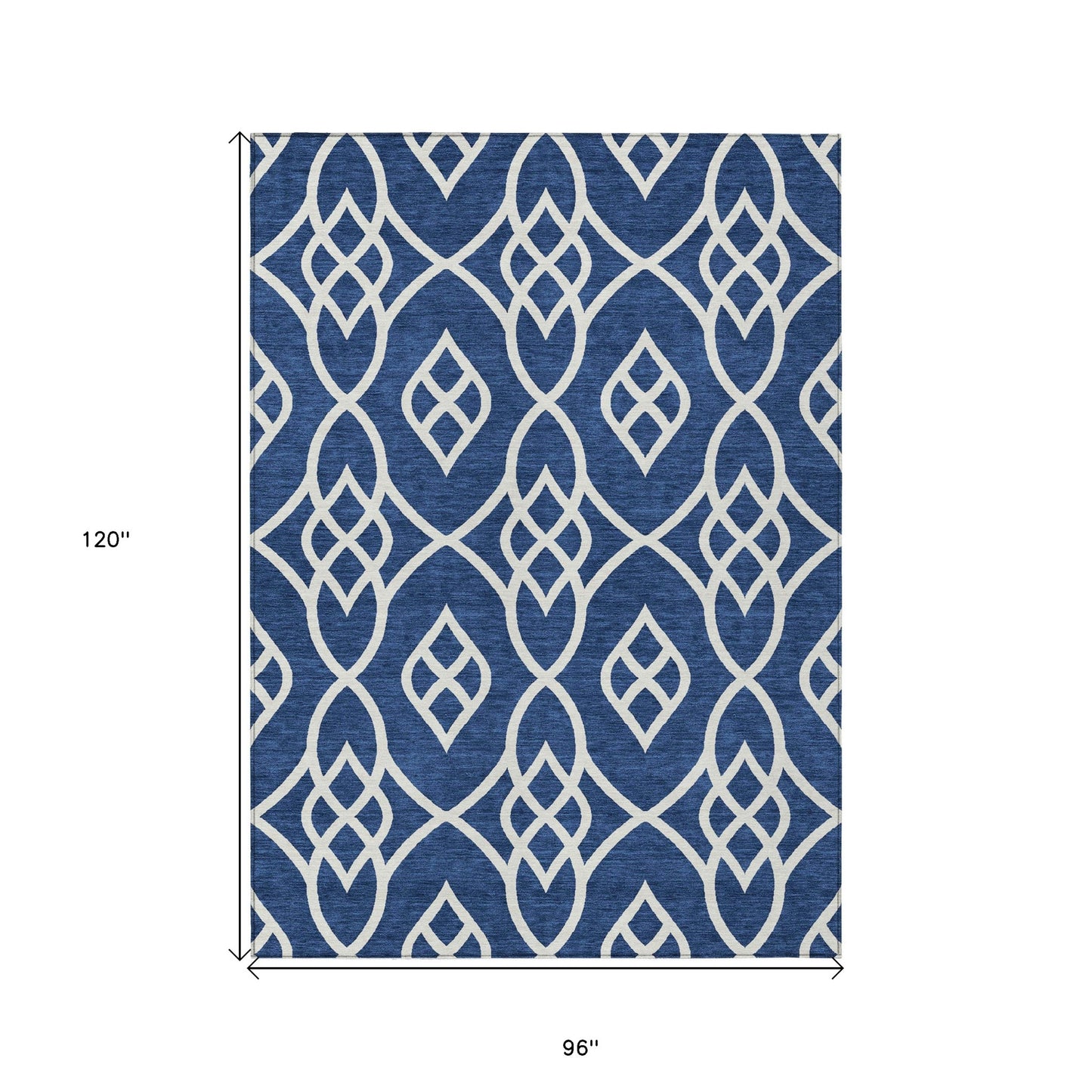 Tabselect Home Line 8' X 10' Navy Blue And Ivory Trellis Washable Indoor Outdoor Area Rug