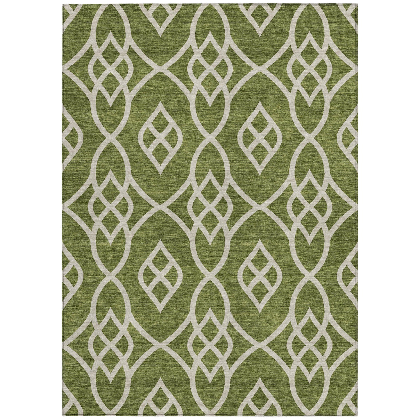 Tabselect Home Line 5' X 8' Olive Green And Ivory Trellis Washable Indoor Outdoor Area Rug