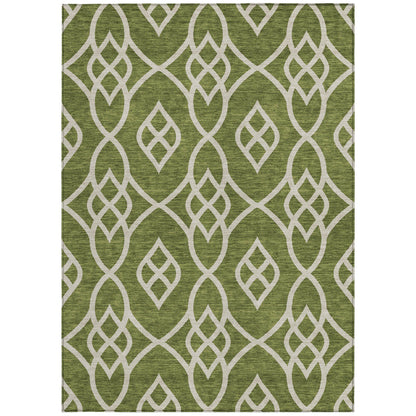 Tabselect Home Line 5' X 8' Olive Green And Ivory Trellis Washable Indoor Outdoor Area Rug
