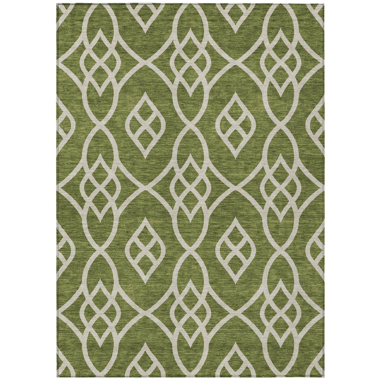 Tabselect Home Line 5' X 8' Olive Green And Ivory Trellis Washable Indoor Outdoor Area Rug